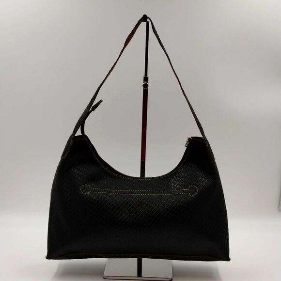 𝅺MONDANI New York Black Woven Look Zip Shoulder Bag - Picture 1 of 12